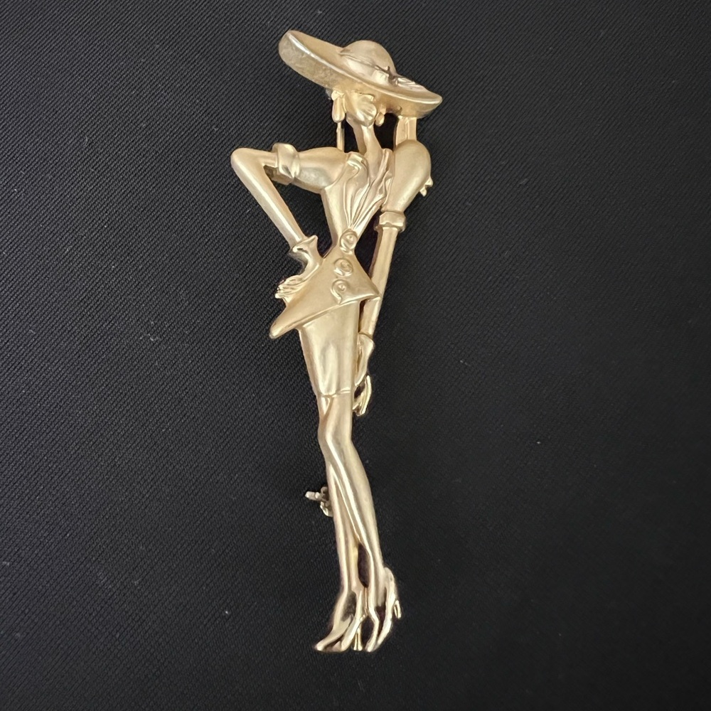 Source Unknown Gold-tone Fashion Lady Brooch